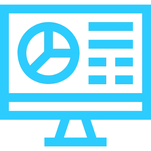 Monitor sa tirkiznom kontrolnom tablom i kružnim grafikonom